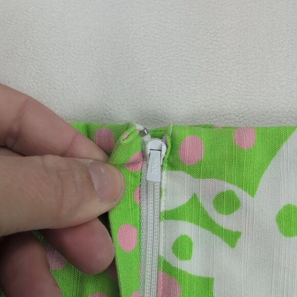 Lilly Pulitzer Green Pink Polka Dot Midi Skirt Size 6 - Picture 9 of 11